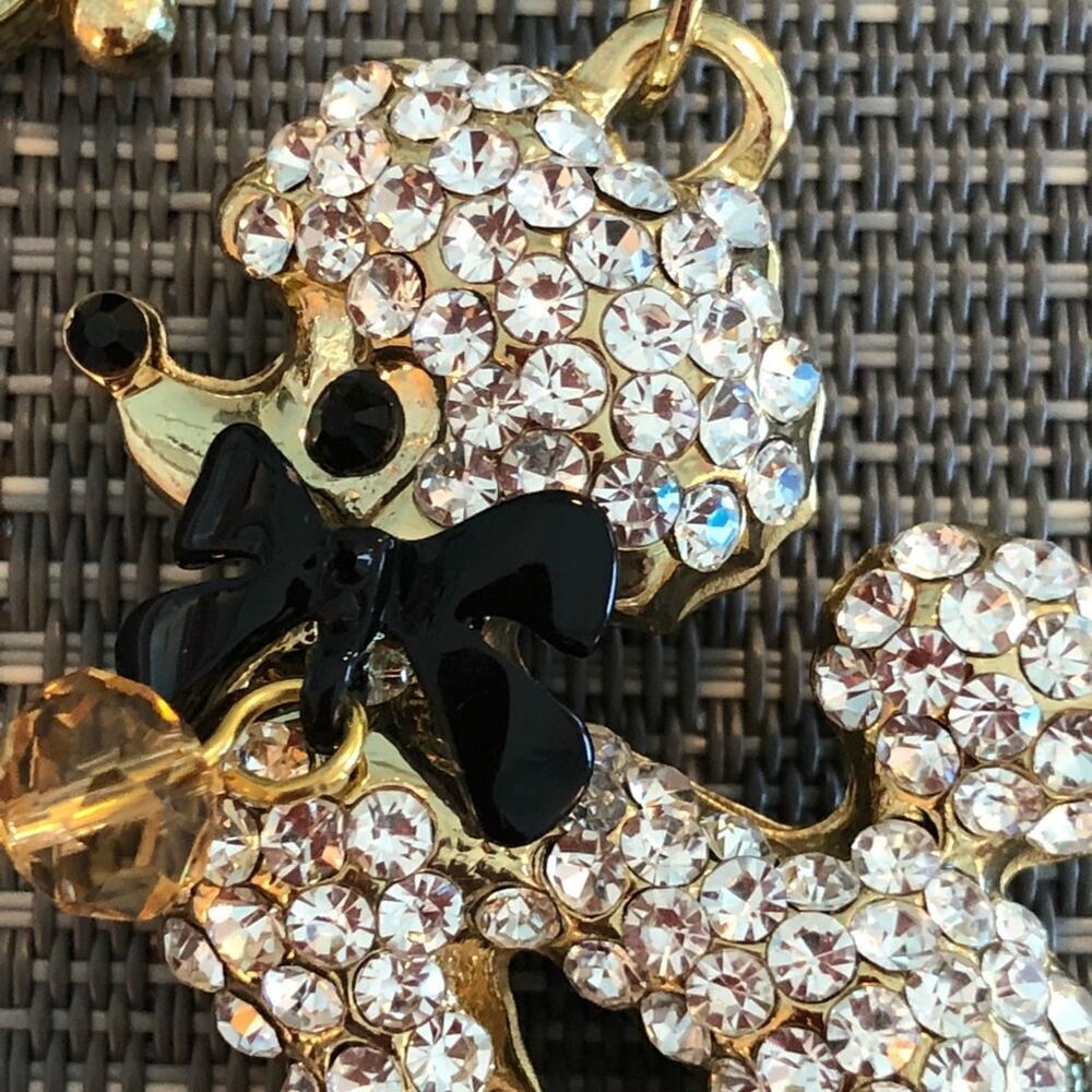 Gold Poodle Rhinestone Keychain - Picture 2 of 4